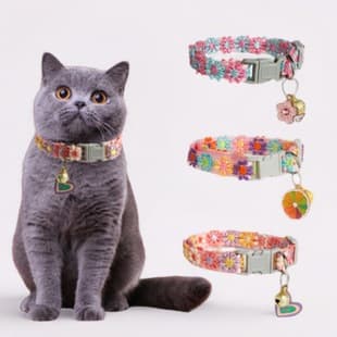 Cross-border hot-selling pet collar, cat collar, lace embroidery dog accessory with bell, pet neck collar