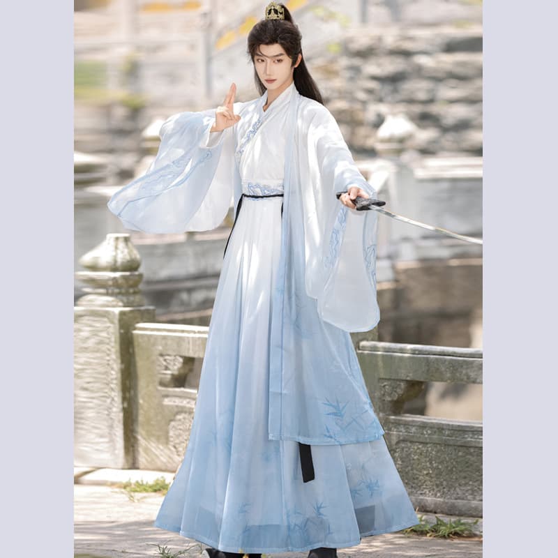 Song Dynasty Hanfu Male Wei-Jin Cross-Collar Waist-Length Ru Skirt Chinese Style Student Performance Stage Costume Knight Ancient Costume Spring Autumn