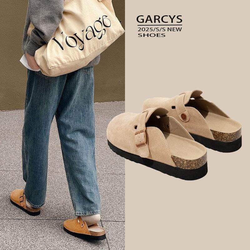 2025 Birken New Men's Closed-Toe Cotton Slippers Couples Outdoor Cotton Shoes Women's Half Slippers Plush Autumn Winter