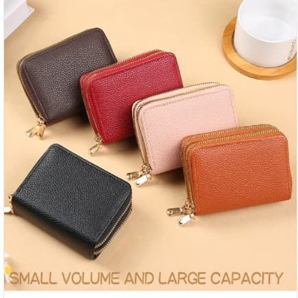 Clearance Cross-Border Multifunctional Card Holder New Style Accordion Card Holder Double Layer Zipper Women's Wallet Large Capacity PU Card