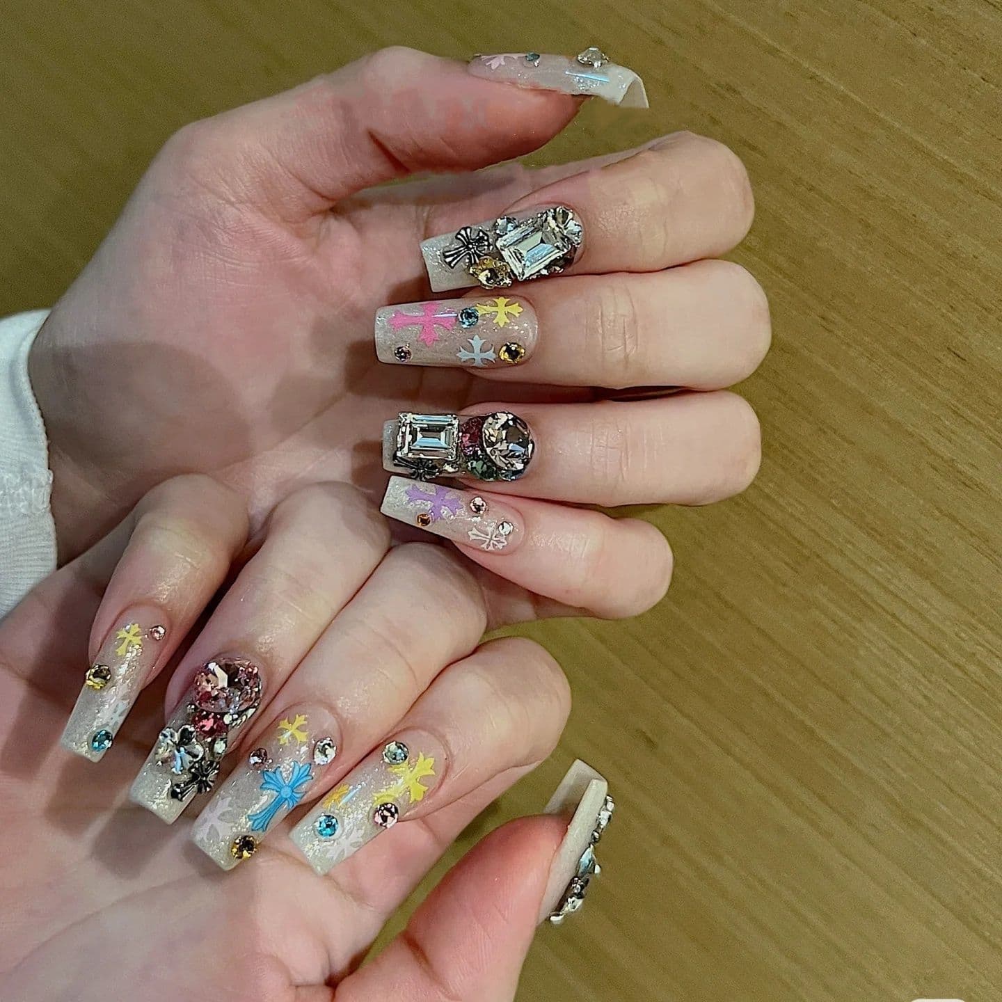 New color cross nail art stickers advanced sweet and cool hot girl style macaron 5d three-dimensional relief nail stickers
