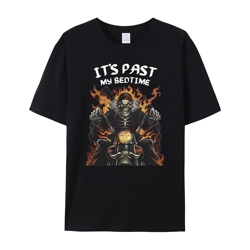 【European Size Cotton T-Shirt】2025 Summer Trendy Round Neck T-Shirt Skull I Should Go to Sleep Men Women