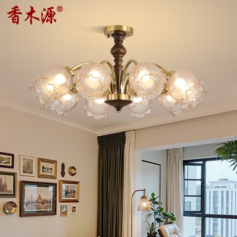 American Retro Vintage Living Room Bedroom Lamp Simple Dining Room Study Flower Light French Pendant Light Designer 80075