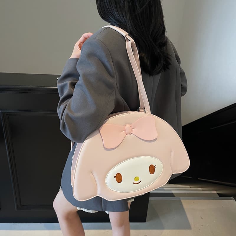 Cross-border Cute Cartoon PU Contrast Color Dog Bowknot Women's Backpack 25 Commute Versatile Shoulder Crossbody Bag
