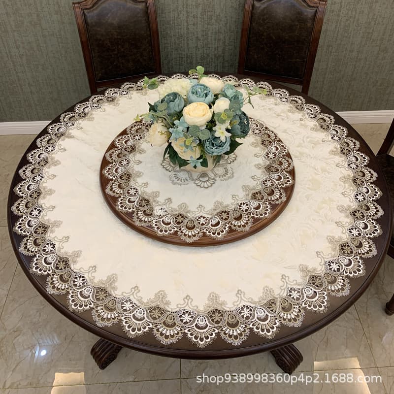 American table mat round household tablecloth waterproof coffee table cloth lace fabric small round table dustproof tablecloth decoration