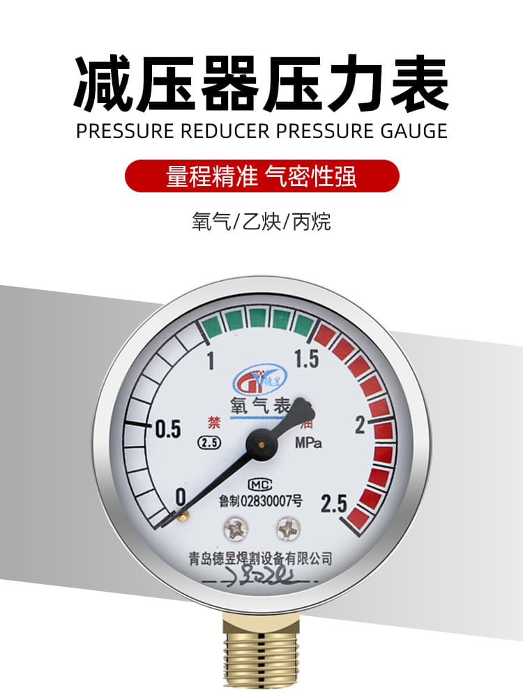 Oxygen Meter Pressure Gauge Pressure Reducer Meter Head Oxygen Acetylene Propane Meter Gas High Pressure Low Pressure Meter Pressure Reducing Valve Accessories