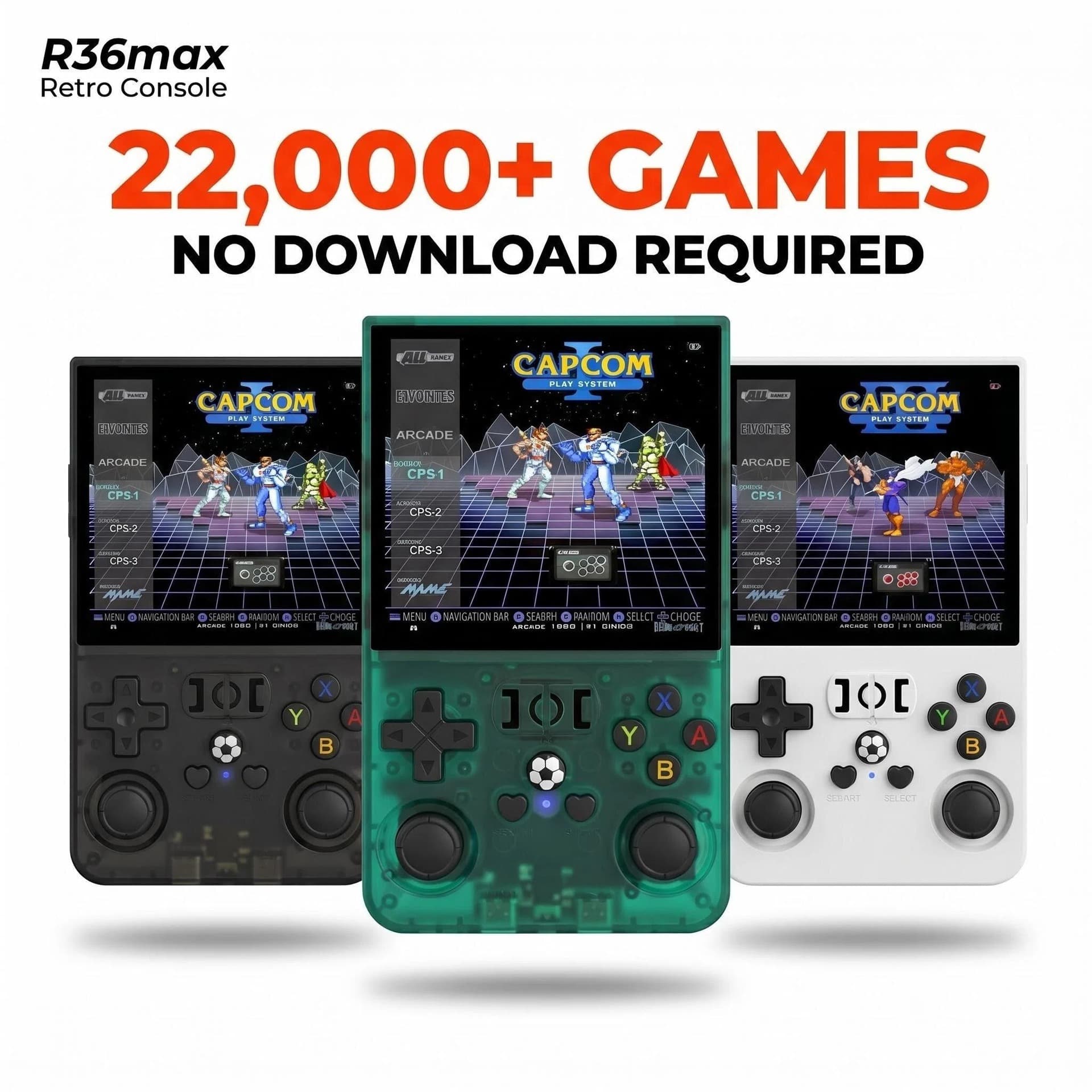 R36MAX retro open source game console 30+ emulator 4-inch HD screen dual TF card slot handheld game console wholesale