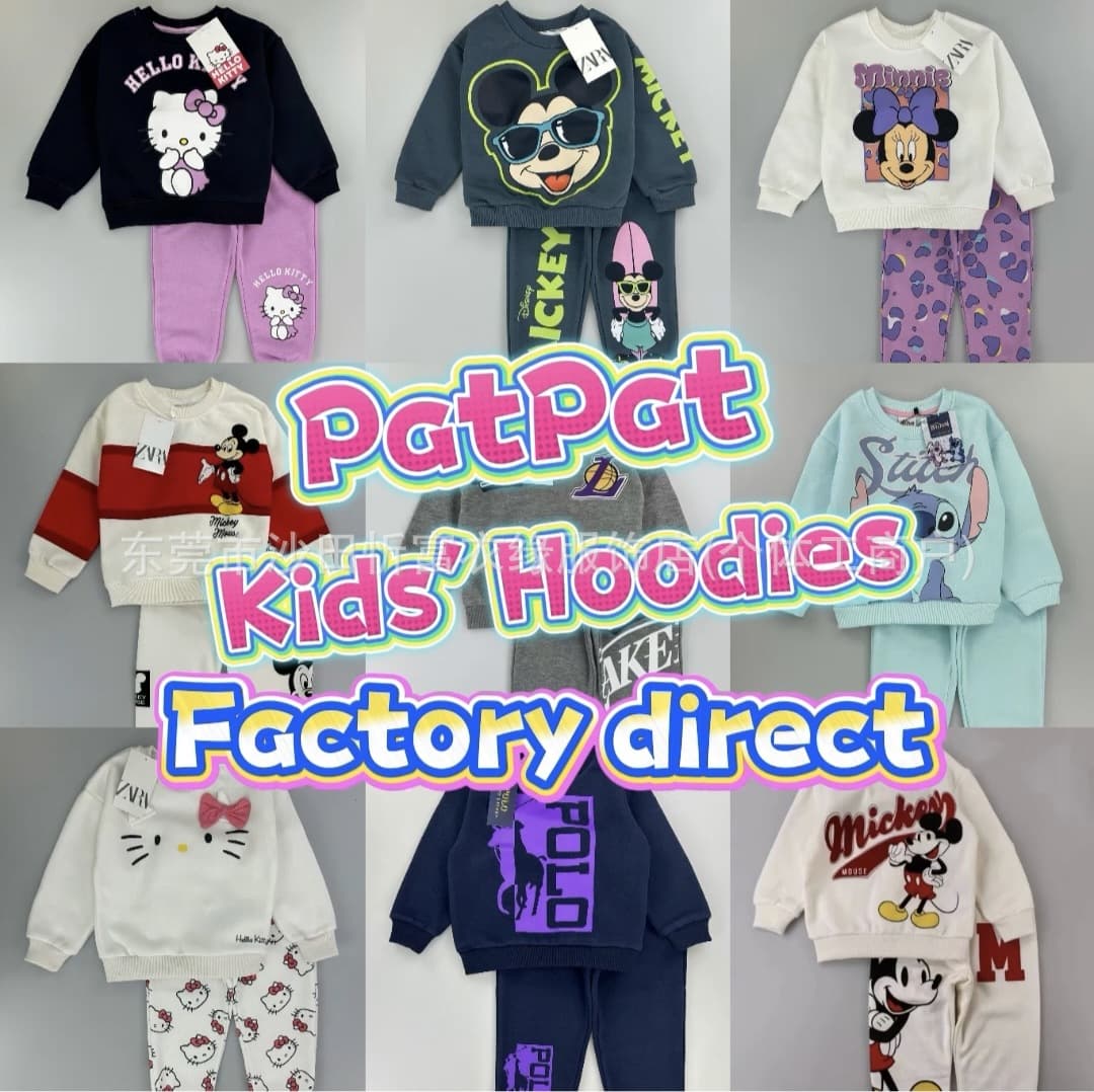 PatPat cross-border foreign trade new autumn and winter boys and girls sweatshirts fashion cartoon cute boys and girls suits wholesale