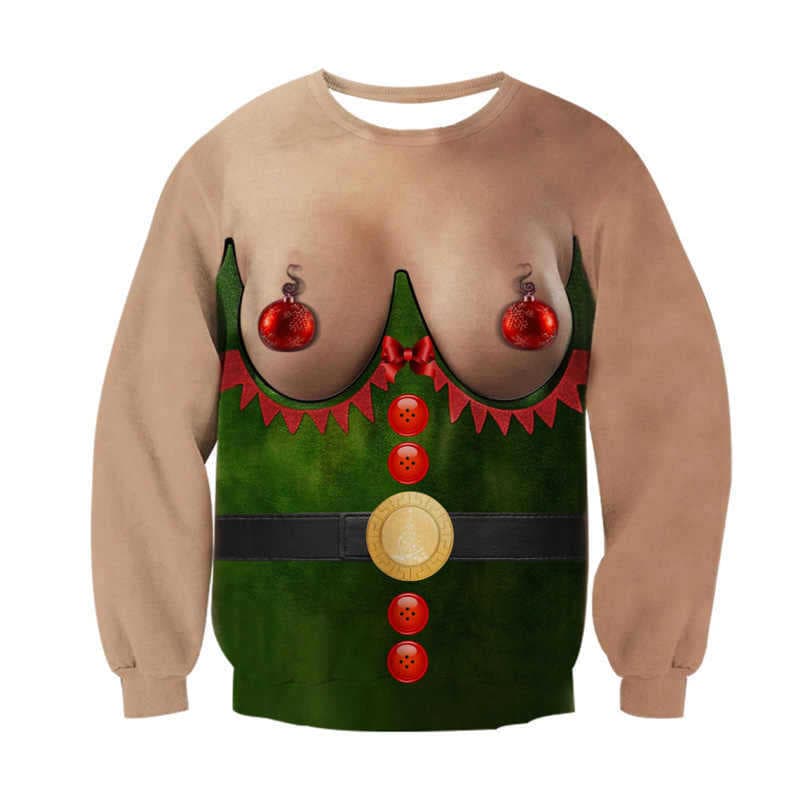 Cross-Border Trade 2023 Autumn/Winter New Arrival Christmas Loose Personalized Round Neck 3D Digital Print Sweatshirt for Men and Women