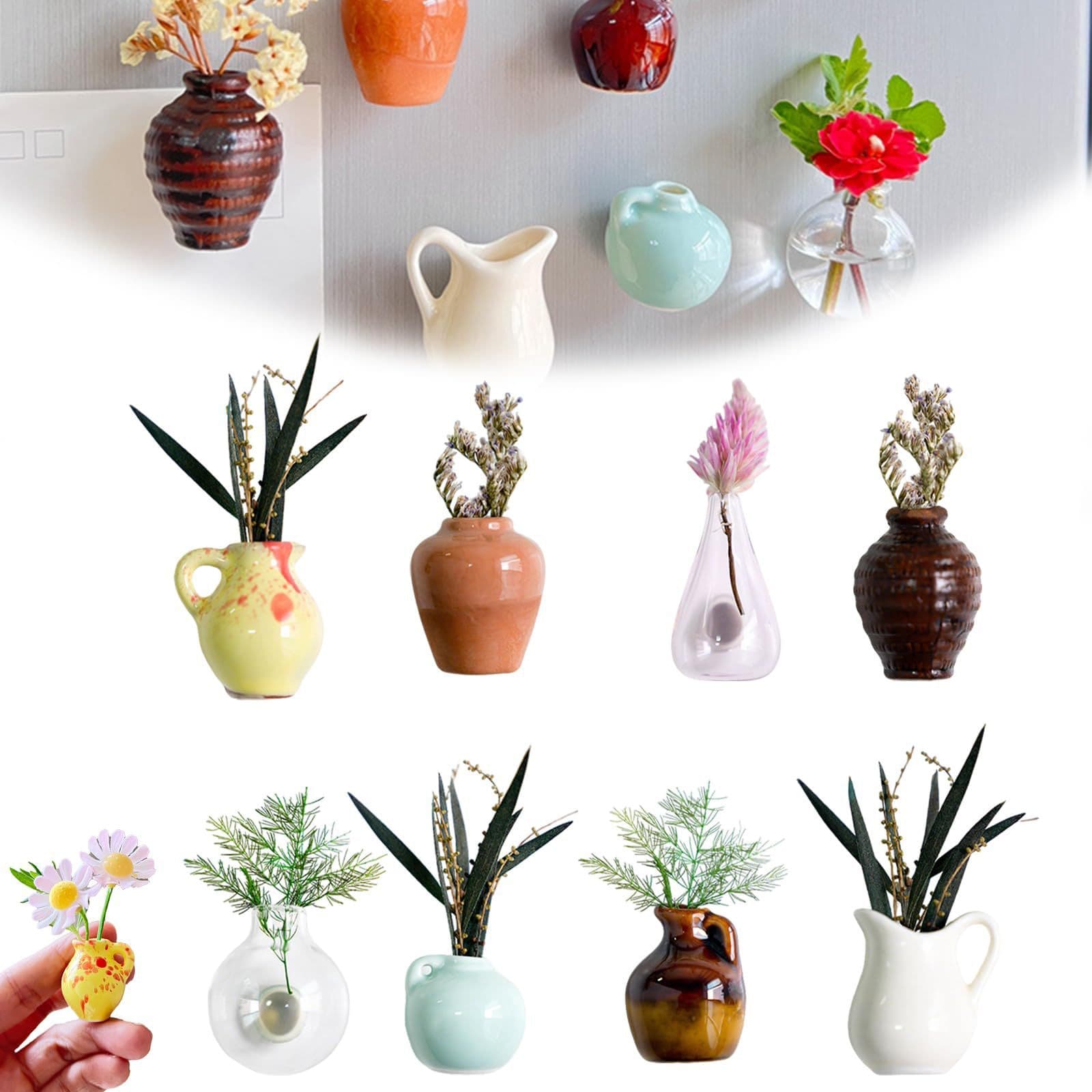 In stock 8-pack Mini Vase Magnets mini vase accessories kitchen refrigerator office decoration tree