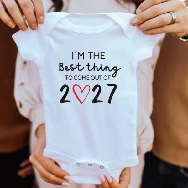 Pure cotton baby romper with lettering print I'm the best thing to come of 2027 Printing