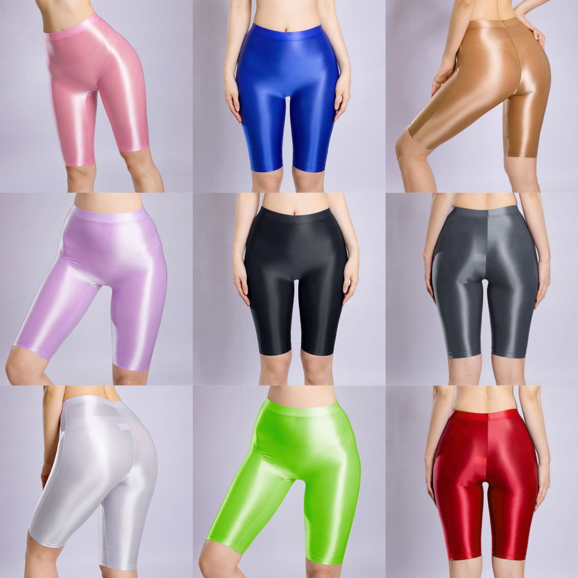European and American Glossy Shiny Trendy Shorts with Gusset Sexy Yoga Pants High Elasticity Amazon AliExpress Export Quick-Dry