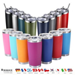 20oz Double-Wall 304 Stainless Steel Insulated Tumbler, Cold Retention, Powder-Coated Ice Tumbler, Car Cup, Beer Cup, Customizable