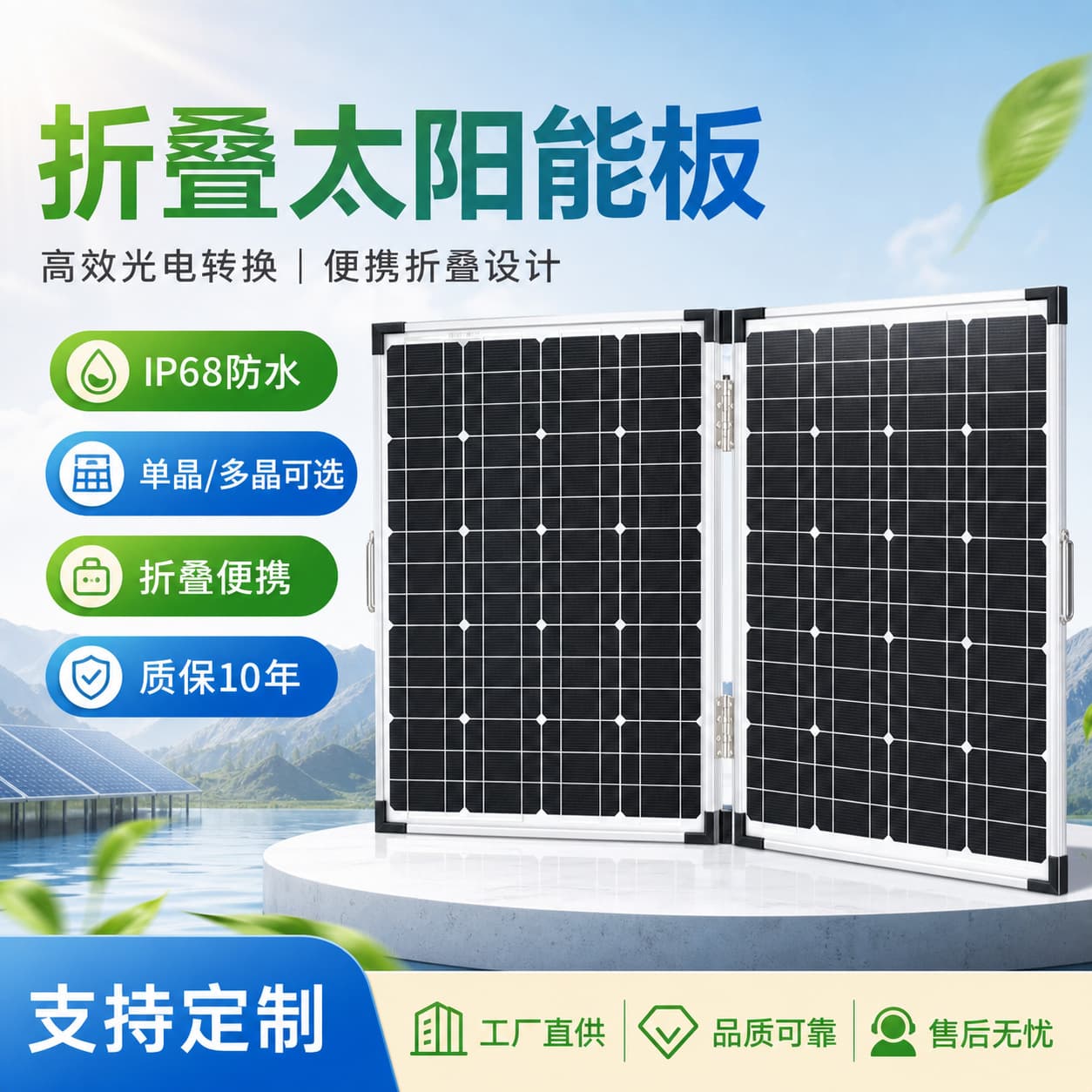 110W Monocrystalline Silicon Solar Panel Foldable Portable Solar Panel for Home Photovoltaic Power Generation