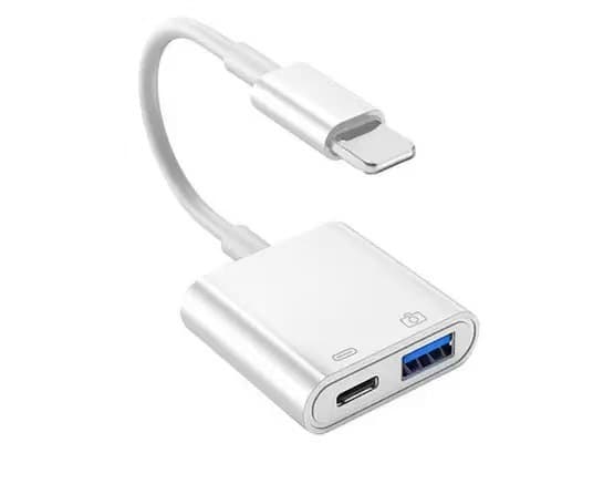 OTG Adapter for Apple iPhone iPad External Mouse USB Drive Keyboard Dual USB 3.0 Converter