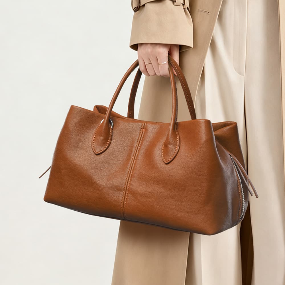 Cross-border Relaxed Style Handbag Fashion Vegetable-Tanned Leather Shoulder Bag Large Capacity Multi-Compartment Foreign Trade Women's Bag Wholesale Customization