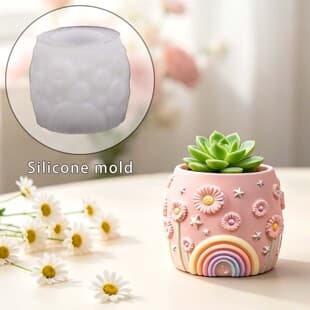 DIY Rainbow Flower Pot Silicone Mold, Gypsum Storage Organizer Mold, Succulent Planter Mold