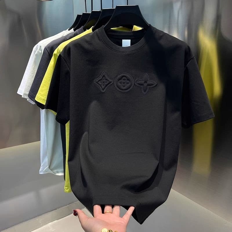 2026 New Summer Men's Fashion Trendy Round Neck Half Sleeve Casual Versatile Men's Embroidered Short Sleeve T-Shirt