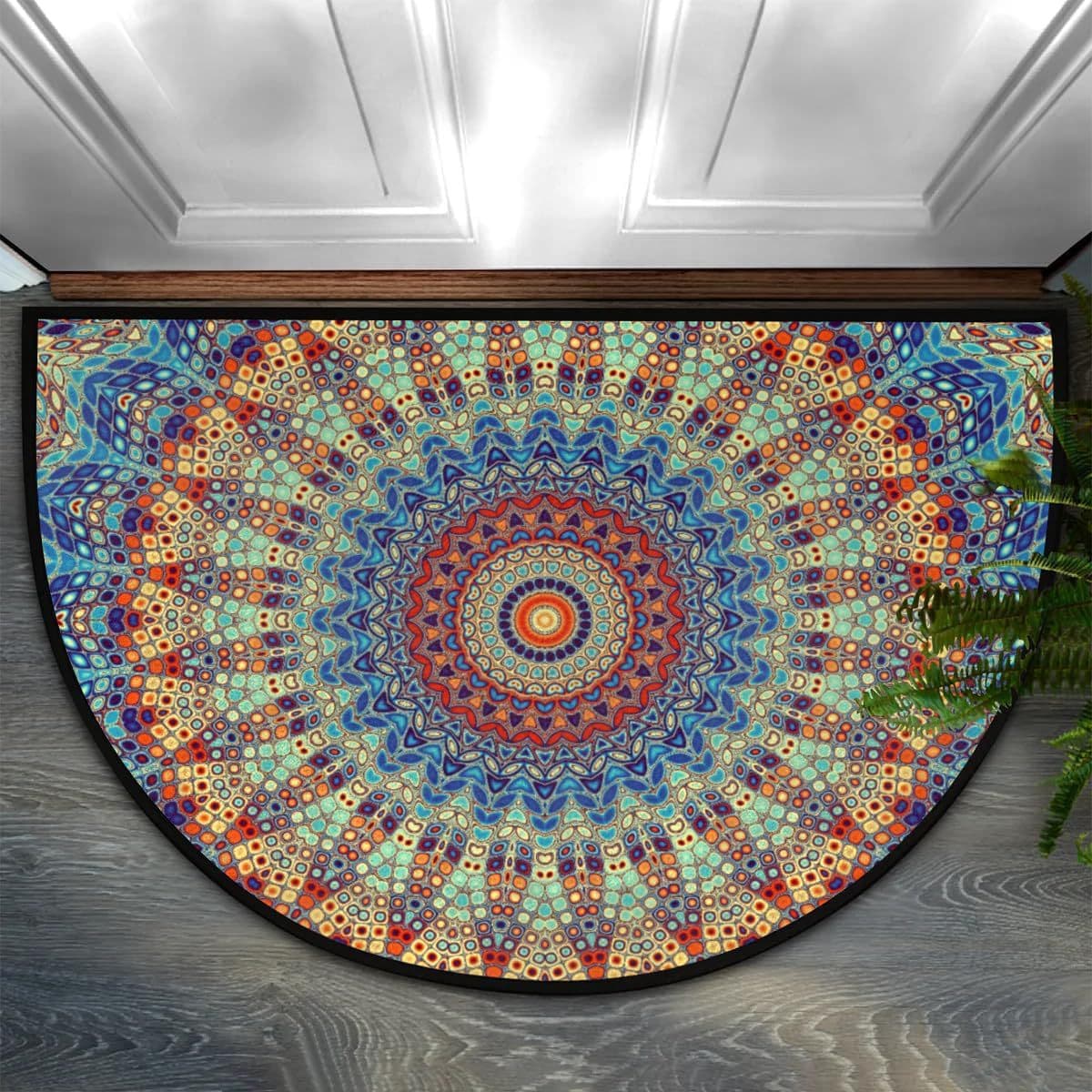 TEMU American-style Semi-circle Crystal Velvet Doormat Beach Entryway Decorative Mat Water-absorbent Dirt-resistant Entrance Scraper Mat