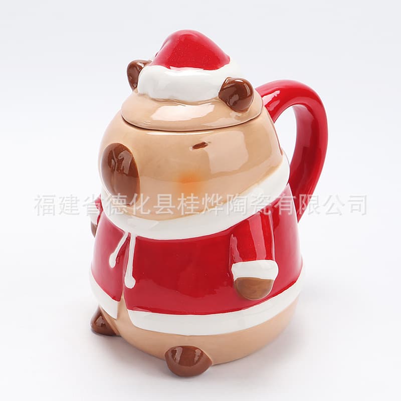 Christmas Capybara Cup Creative Capybara Mug with Christmas Hat Capybara Water Cup Christmas Cup for Export