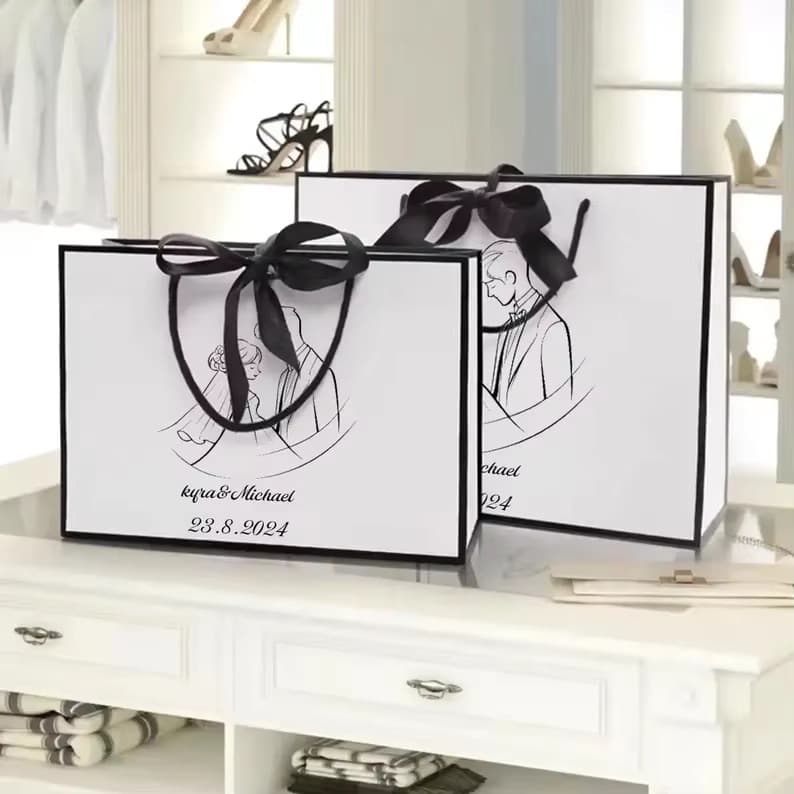Custom paper gift bag with square bottom for Halloween, featuring black packaging bag