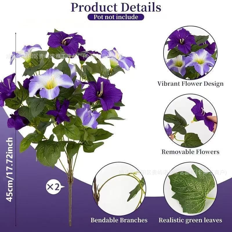 Cross-border Amazon European Vintage Roman Column Artificial Morning Glory Ornament Outdoor Trumpet Flower Decoration for Living Room Home