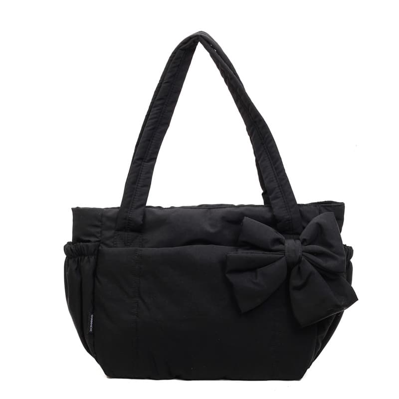 Stylish and Fresh Women's Shoulder Bag with Bow Decoration, High-End Minimalist Commuter Underarm Handbag for Women