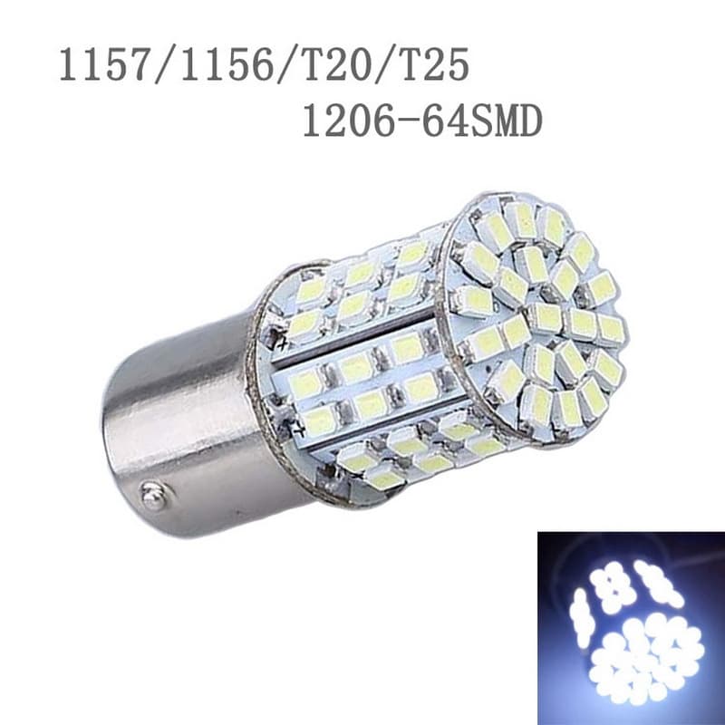 2x 1156 64SMD 1206 LED Car Signal Light Turn Signal Bulb Auto LED S25 Ba15
