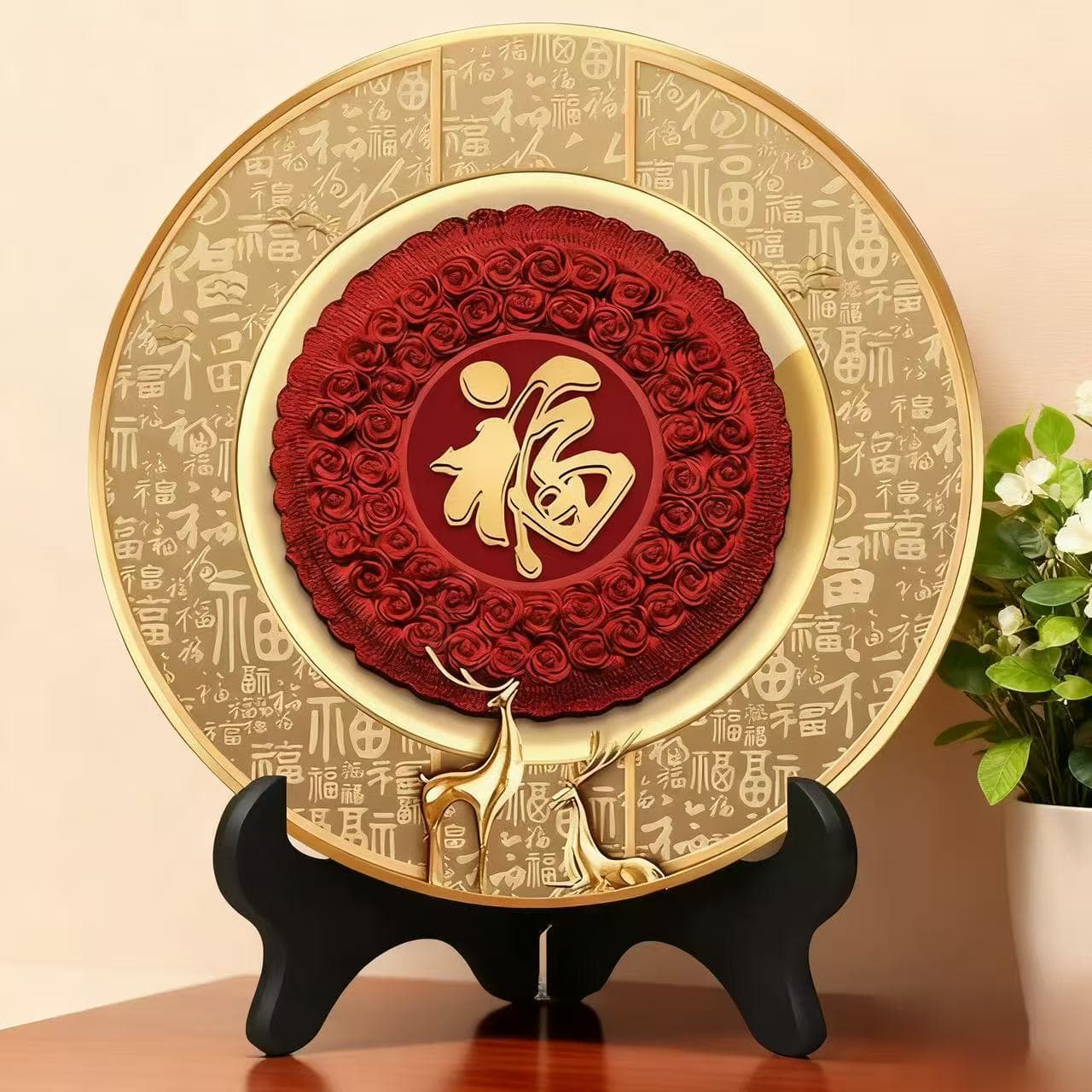 Living room decorative painting for TV cabinet, wine cabinet, New Year decoration with blessing character, home decor gift