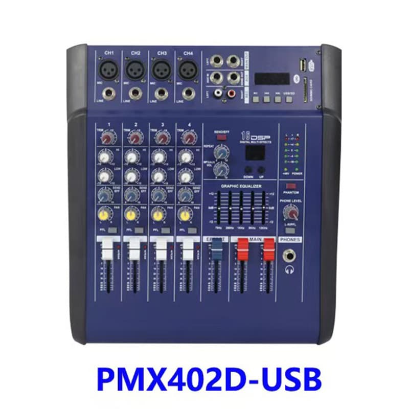 Factory Direct USB Bluetooth 16 DSP Effects Wedding Performance Mixer 4-Channel Mixing Console with Amplifier