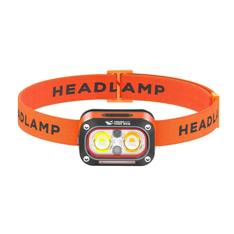 Smiling Shark three-color light source induction headlamp outdoor camping hiking portable electronic display lighting headlamp