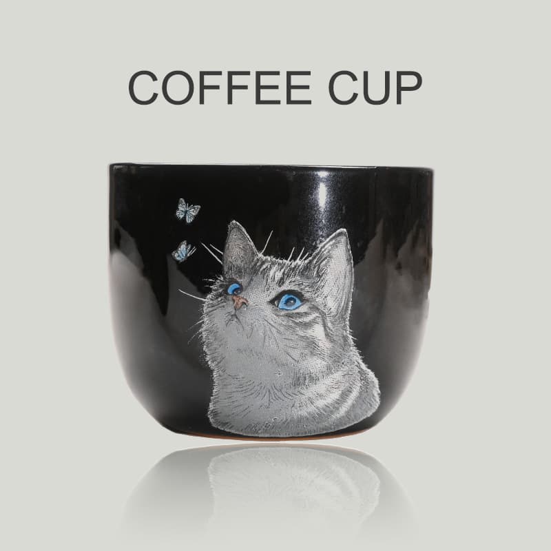Cross-border Hot-selling Middle East Cat Coffee Cup Arabian Style Black Glaze Tasting Cup for Afternoon Tea