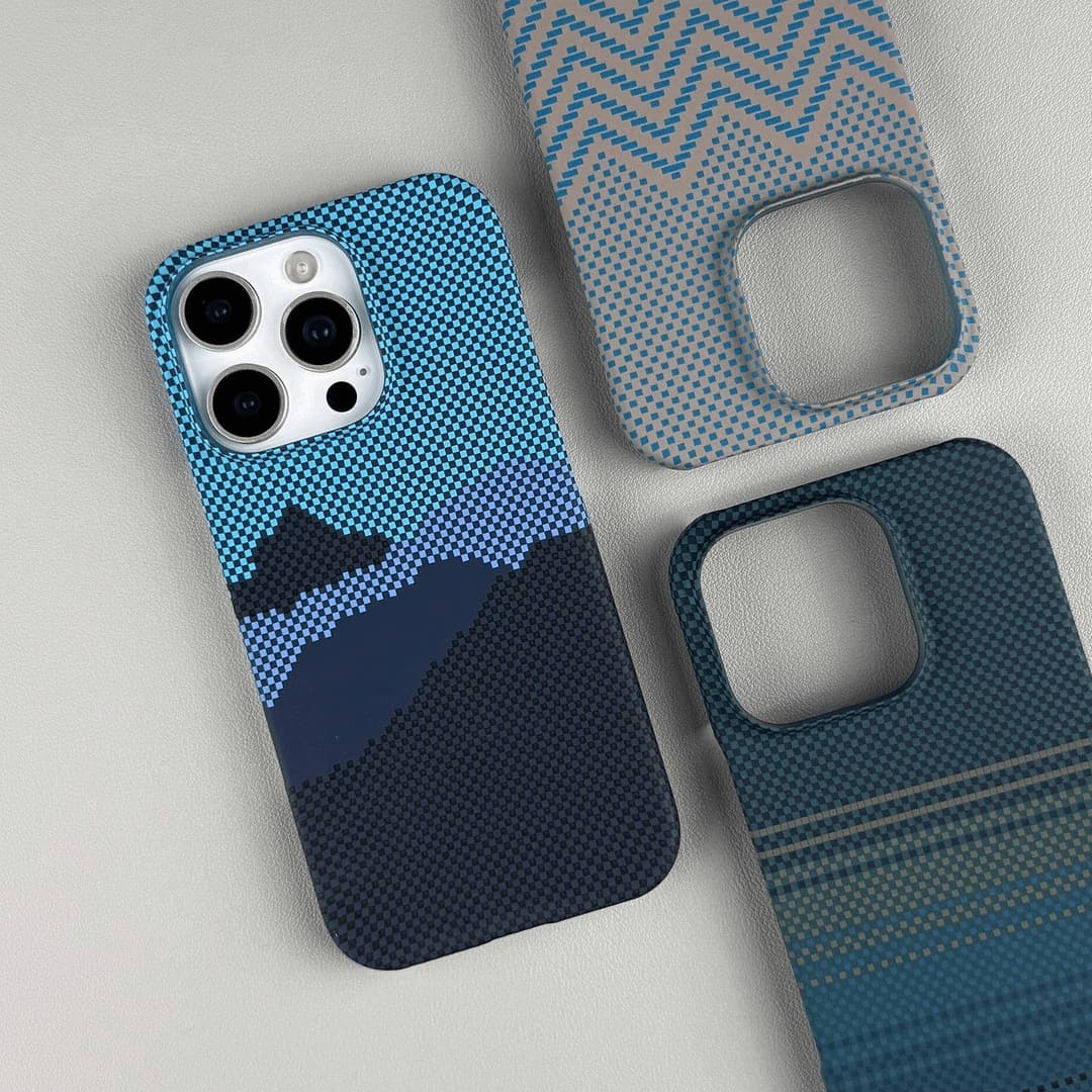 Compatible with iPhone 17 PRO MAX Half-Case Kevlar Starry Sky Mountain Magnetic Phone Case for Apple 16 Protective Case 15