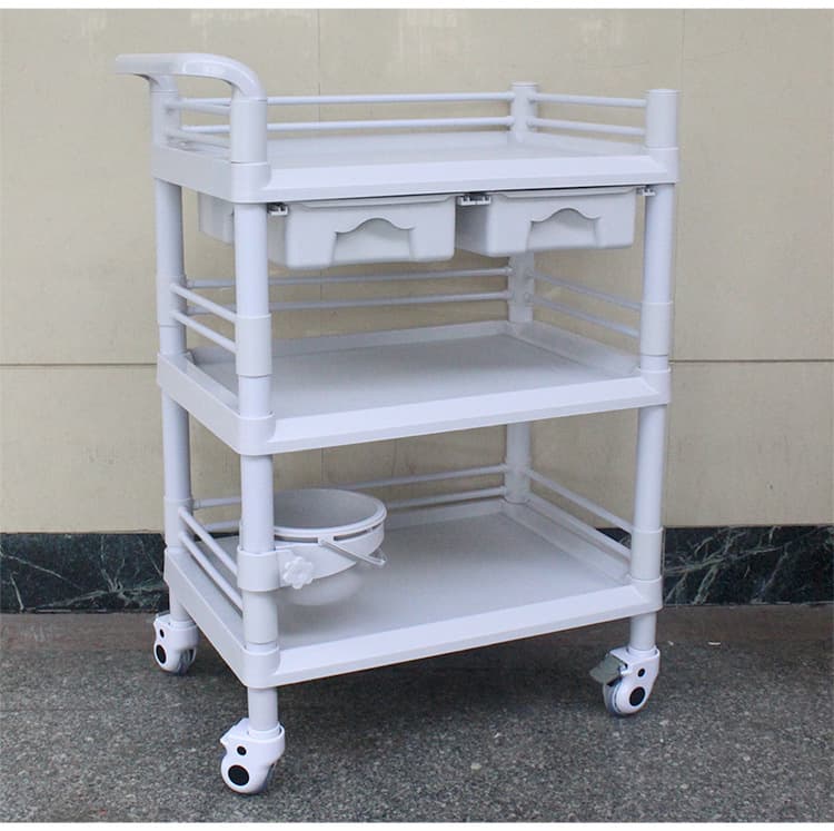 ABS Beauty Trolley Salon Small Cart Plastic Dressing Cart Nursing Cart Instrument Cart Hospital Hand Cart Equipment
