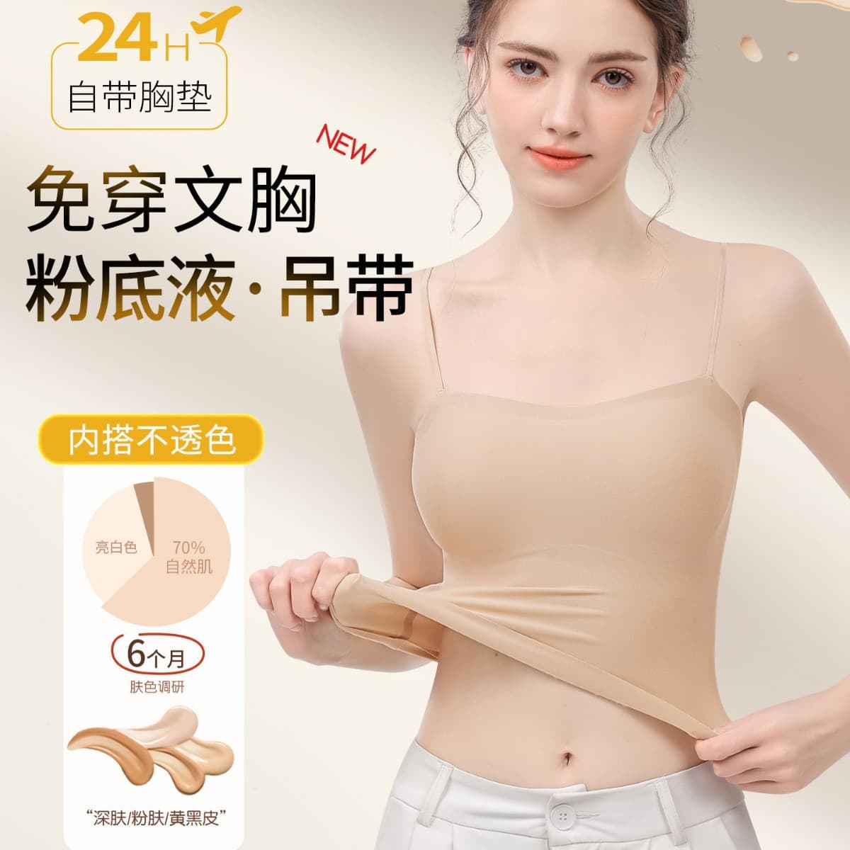 2026 New Basic Top for Women, One-Shoulder Backless Outerwear Anti-Exposure Bra Camisole Tube Top