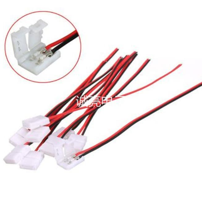 8mm Bare Board Single Color Single-End Solderless Clip One-Sided LED Strip Connector 3528 Light Bar Connection Wire