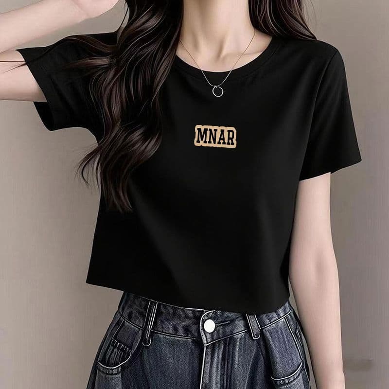 Short hot girl women's clothing 2026 new style simple girly feeling 100 cotton women's short-sleeved t-shirt tops foreign trade