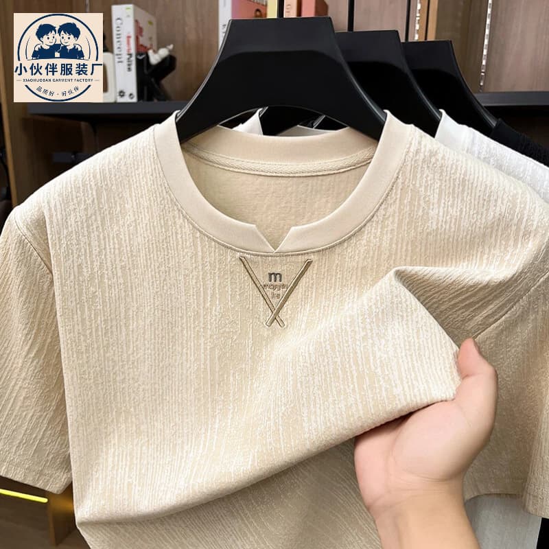 Crew Neck Embroidered T-Shirt Short Sleeve Men 2026 Summer New Fashion Casual Loose Versatile Breathable Men's Short Sleeve T-Shirt