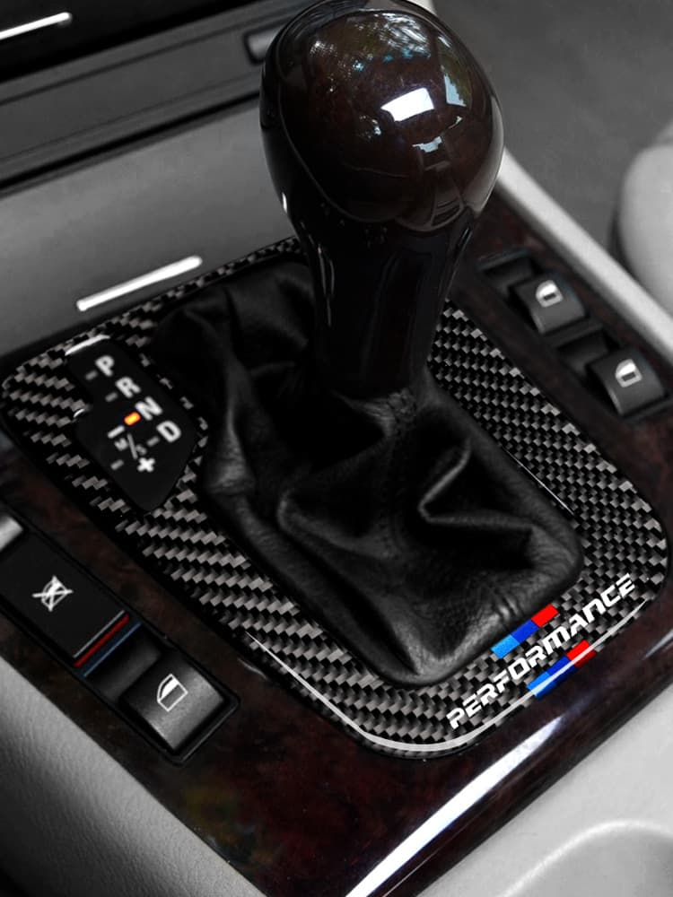 Carbon Fiber Gear Panel Shift Knob Cover Center Console Instrument Cigarette Lighter Decorative Sticker Accessories for E46 Modified Old 3 Series
