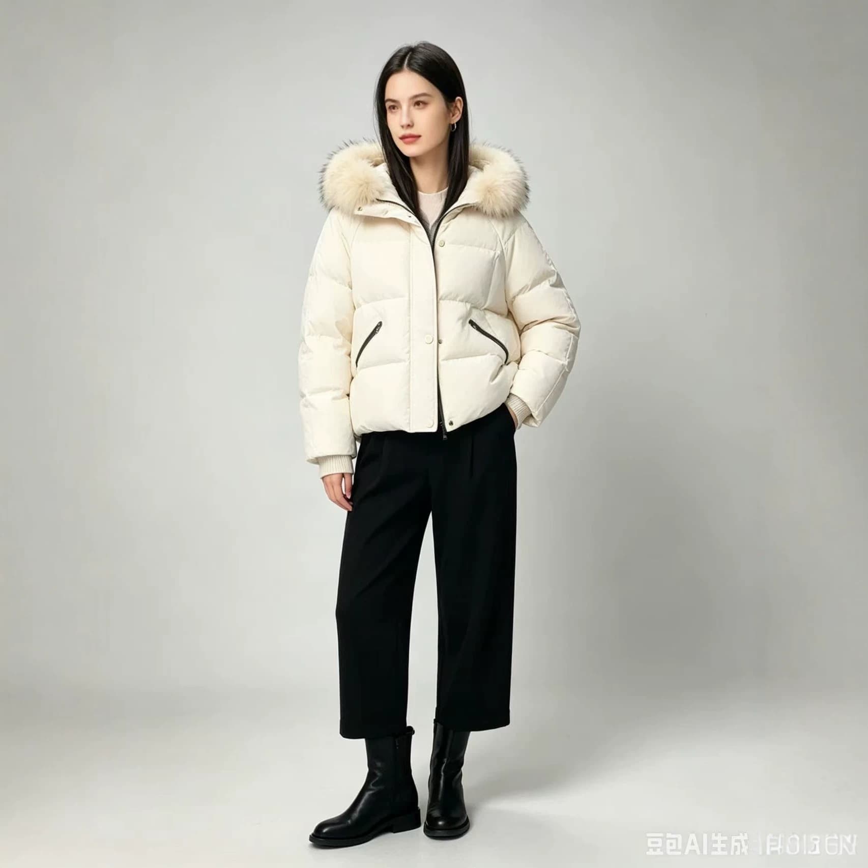 Large fur collar hooded down jacket women's short winter Korean style ins style waist slimming warm coat cotton coat