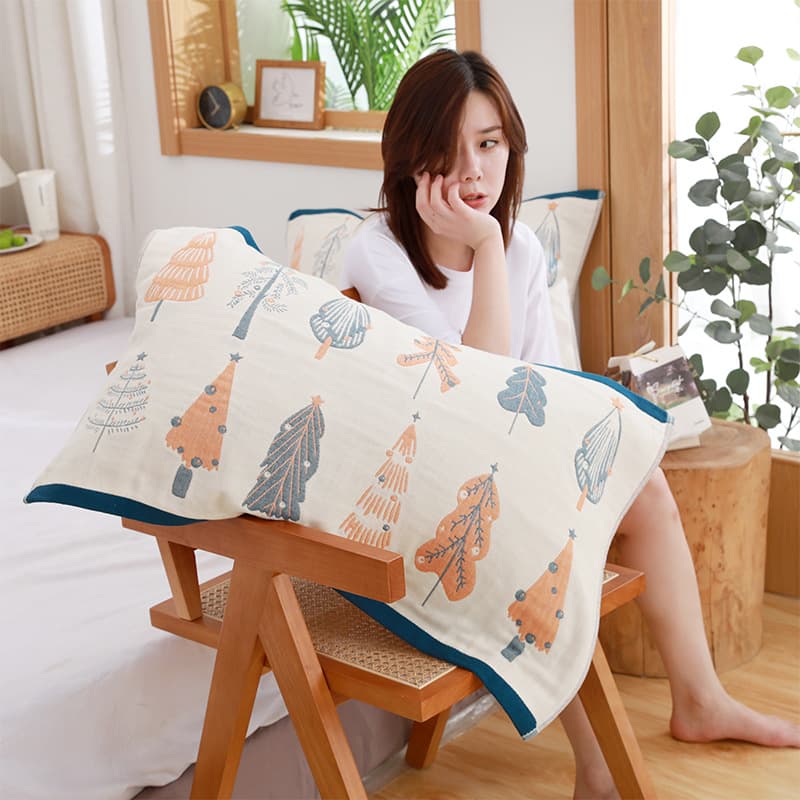New cotton four-layer gauze pillowcase soft and breathable four-season home use adult pillow cover towel couple's pillowcase wholesale