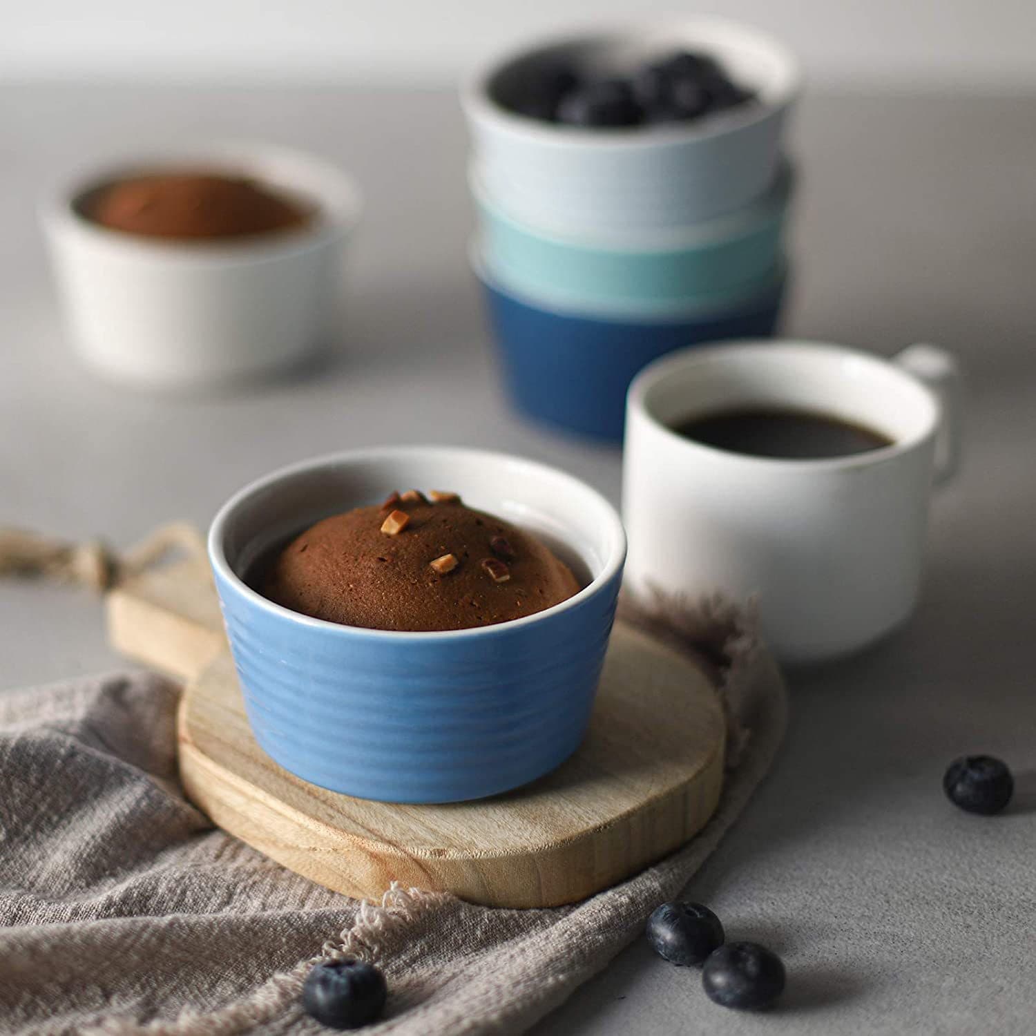 Creative Ceramic Pudding Bowl, Baking Cake Dessert Roasting Bowl, Small Steaming Cup, High-temperature Resistant Healthy Underglaze Custom Logo