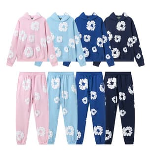 DENIM TEARS cotton foam print American-style couple hoodie and sweatpants casual set, streetwear for men, Instagram style