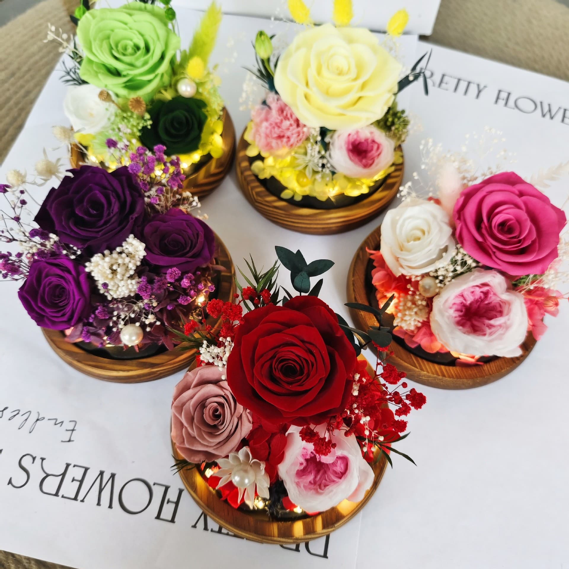 Preserved Flower Ball Glass Cover Real Rose Gift Valentine's Day Mother's Day Gift Real Flower Hot Selling Preserved Flower Gift