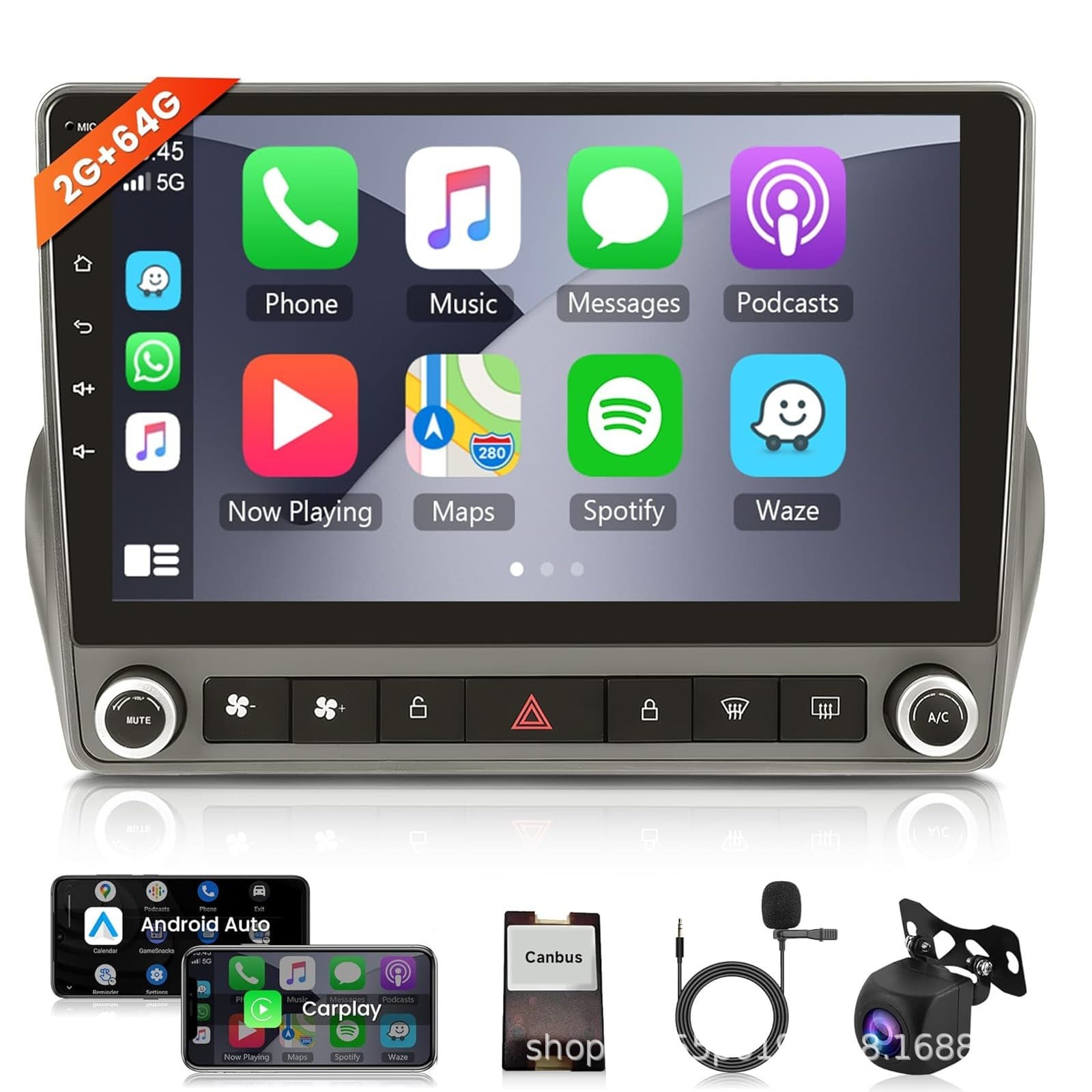 Android Car Display Screen Large Size Chevrolet Camaro Navigation Instrument ABS Engineering Plastic Metal 12v Power 45w IPS Monitor