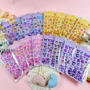 New 3D Cartoon Embossed Crystal Stickers for Kids DIY Scrapbooking Phone Case Creative Decals