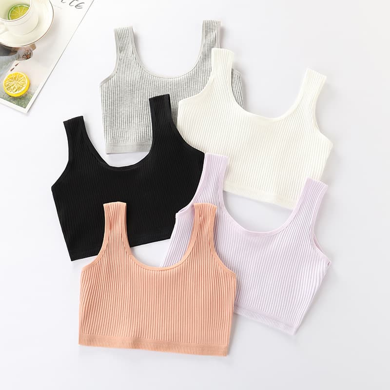 Girls' Underwear for Development Stage, Teen Large Child Ribbed Student Elementary School Pure Cotton Girl Puberty Children's Bra