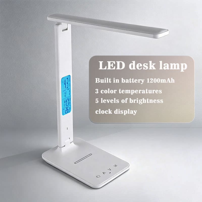 Cross-border Minimalist Desktop Multifunctional Reading Learning Clock Desk Lamp with Adjustable Brightness, Stand, Charging Night Light
