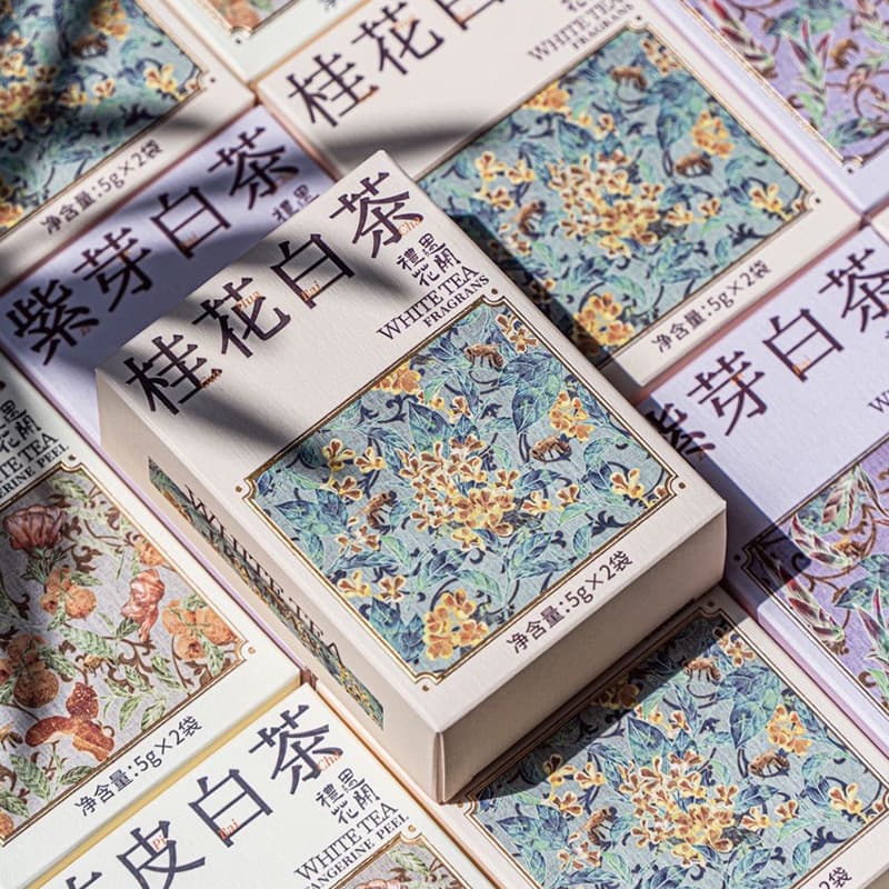 Encounter Blossoming White Tea Aged Osmanthus Tangerine Peel Purple Bud White Tea Favor Return Gift Box Wholesale