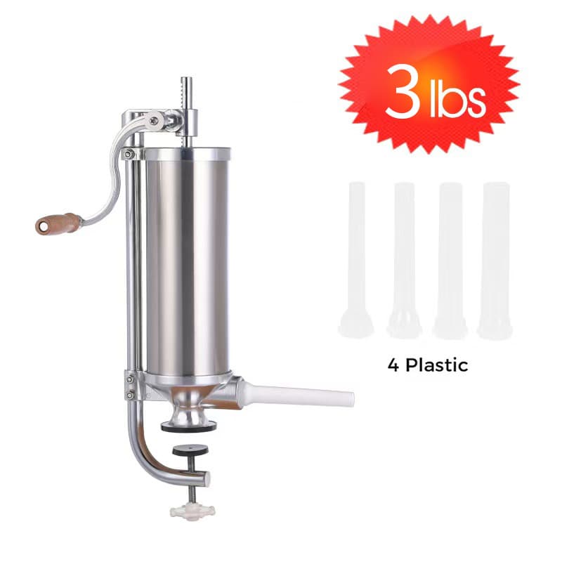 Cross-Border Commercial Use 3-Pound Sausage Stuffer, Clamp-Type Stainless Steel Sausage Stuffer, Household Manual Sausage Stuffer